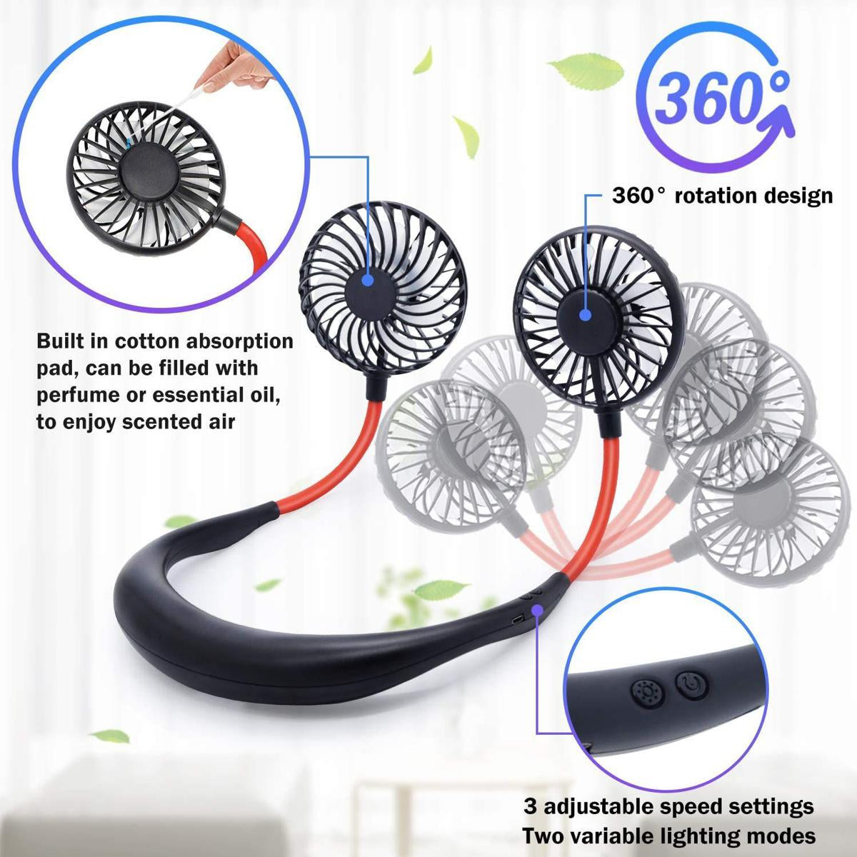 Hanging Neck Fan for Kitchen | Portable Neckband Mini Fan USB