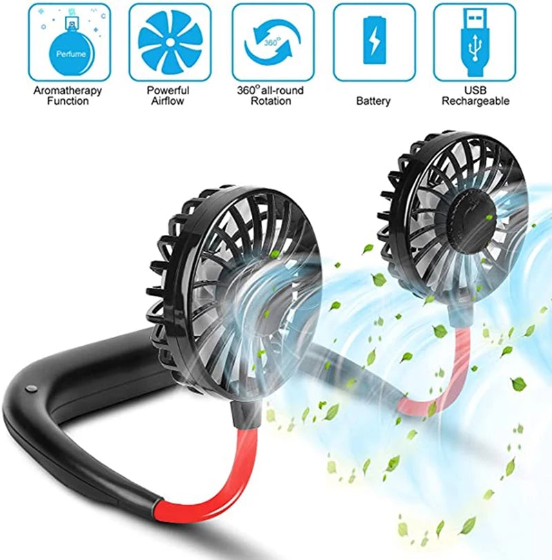 Hanging Neck Fan for Kitchen | Portable Neckband Mini Fan USB