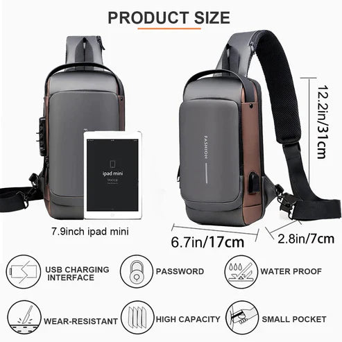 Multifunction Anti-Theft USB Charging Crossbody Shoulder Bag | Stylish, Secure, and Ready for Adventures Blue, Brown, Black