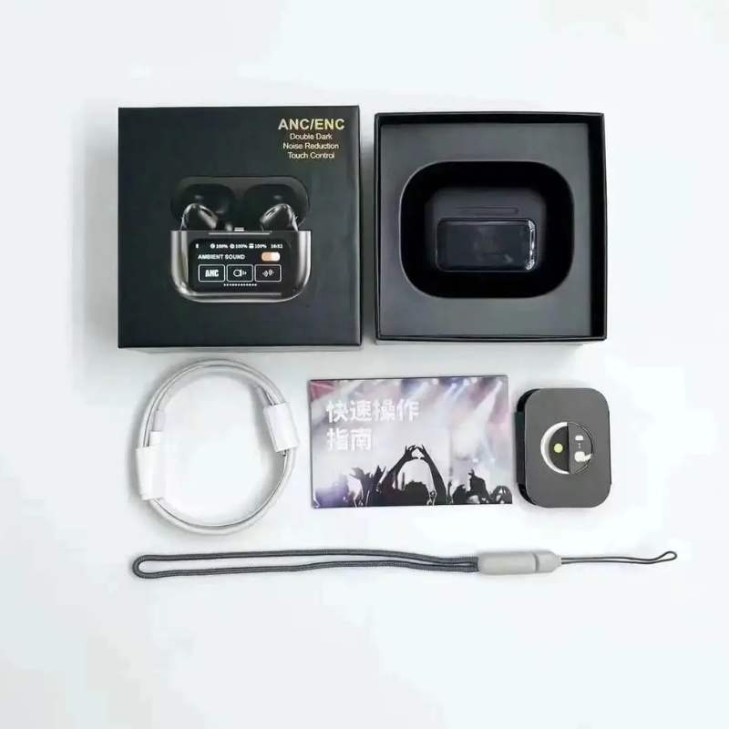 Airpods X Pro Black ANC Fifth Generation + Smart Screen
