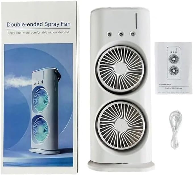 Mini Double Head Mist Fan with LED Light & Humidifier
