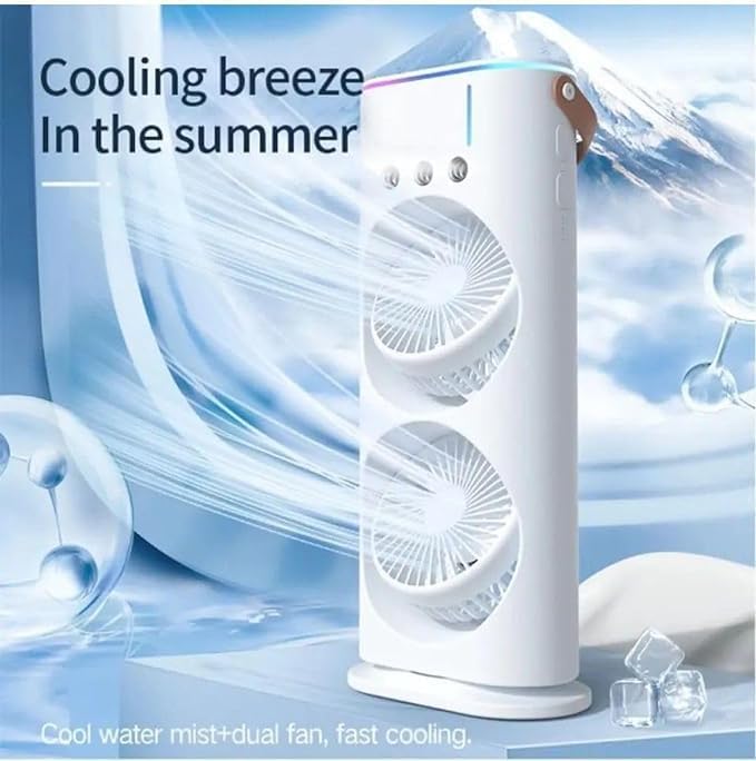 Mini Double Head Mist Fan with LED Light & Humidifier