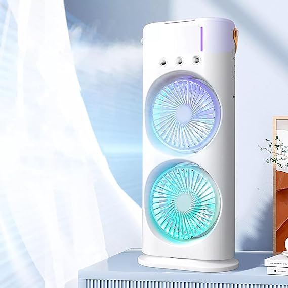 Mini Double Head Mist Fan with LED Light & Humidifier