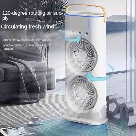 Mini Double Head Mist Fan with LED Light & Humidifier