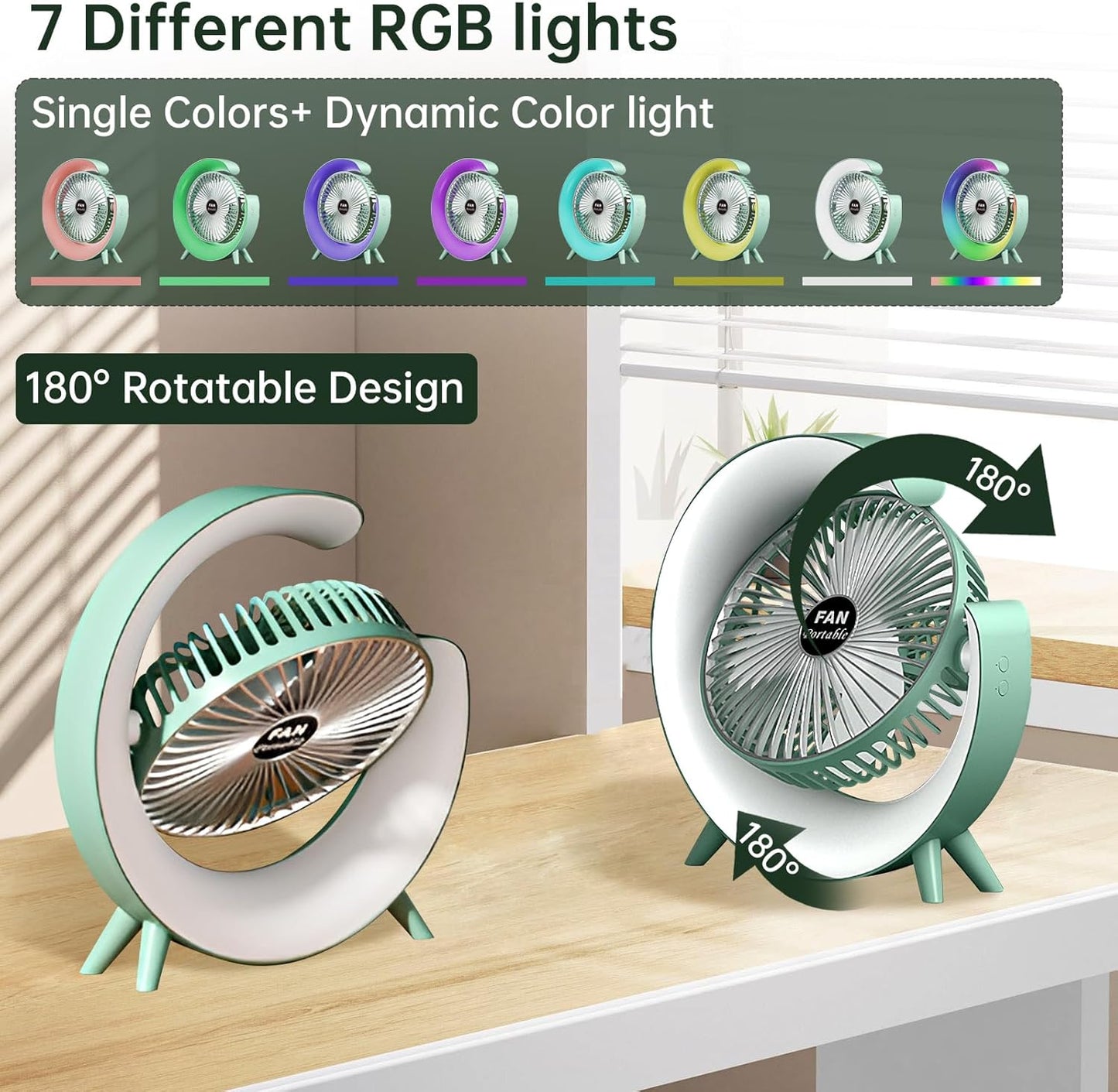 Colorful Desktop Fan | USB Rechargeable