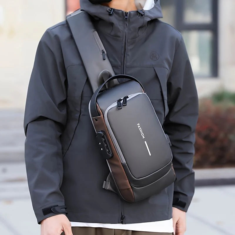 Multifunction Anti-Theft USB Charging Crossbody Shoulder Bag | Stylish, Secure, and Ready for Adventures Blue, Brown, Black