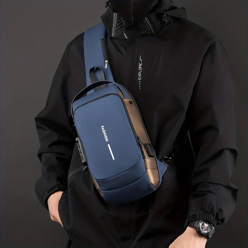 Multifunction Anti-Theft USB Charging Crossbody Shoulder Bag | Stylish, Secure, and Ready for Adventures Blue, Brown, Black