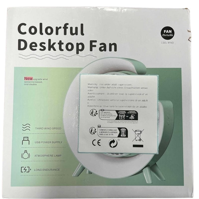 Colorful Desktop Fan | USB Rechargeable