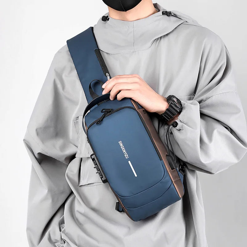 Multifunction Anti-Theft USB Charging Crossbody Shoulder Bag | Stylish, Secure, and Ready for Adventures Blue, Brown, Black
