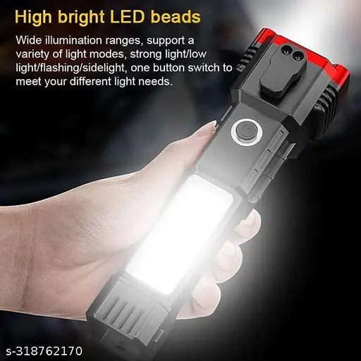 Rechargeable Tactical LED Flashlight & Power Bank with Safety Hammer