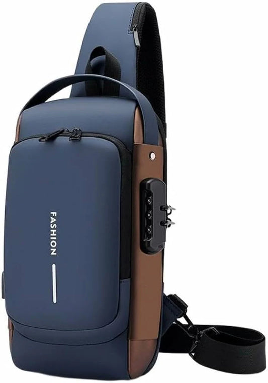 Multifunction Anti-Theft USB Charging Crossbody Shoulder Bag | Stylish, Secure, and Ready for Adventures Blue, Brown, Black